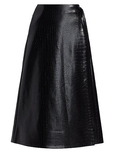Beatrice Vegan Leather Wrap Skirt