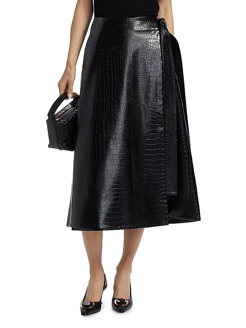 Beatrice Vegan Leather Wrap Skirt