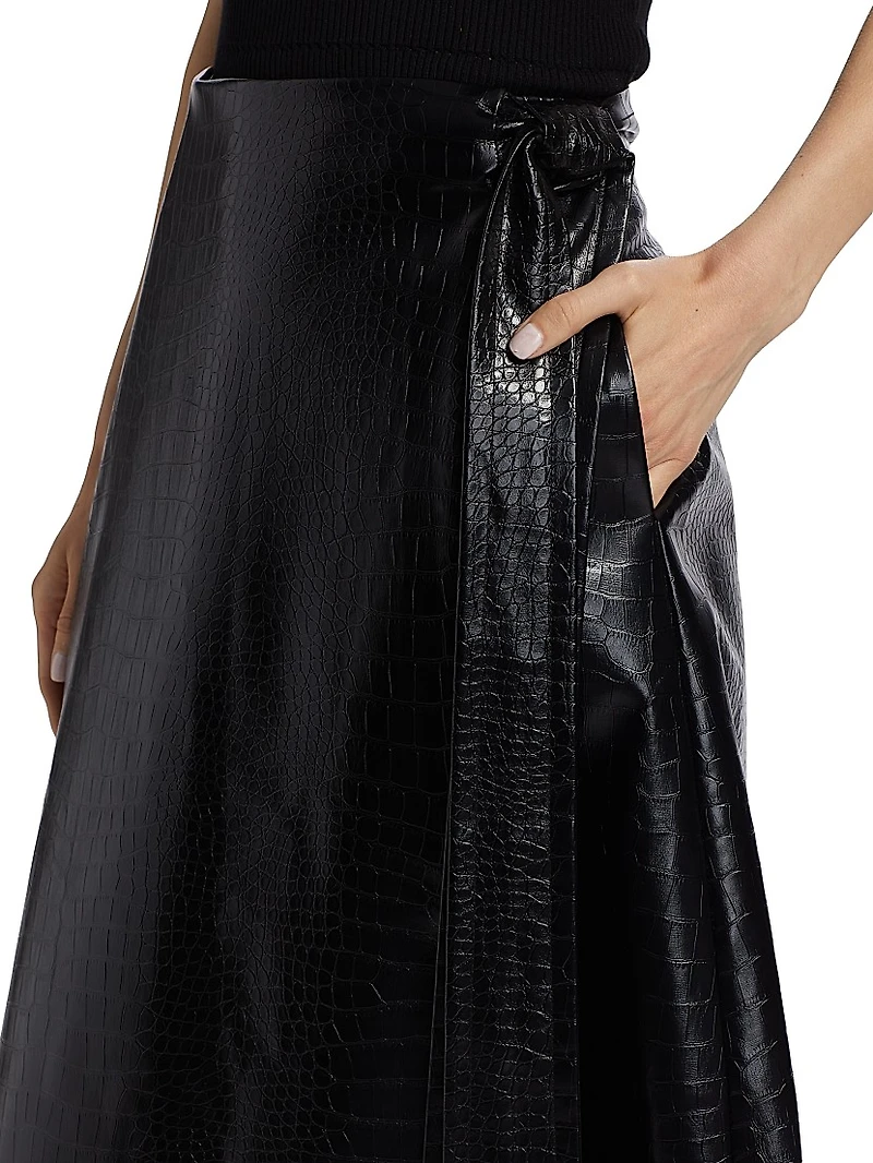 Beatrice Vegan Leather Wrap Skirt