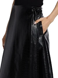 Beatrice Vegan Leather Wrap Skirt