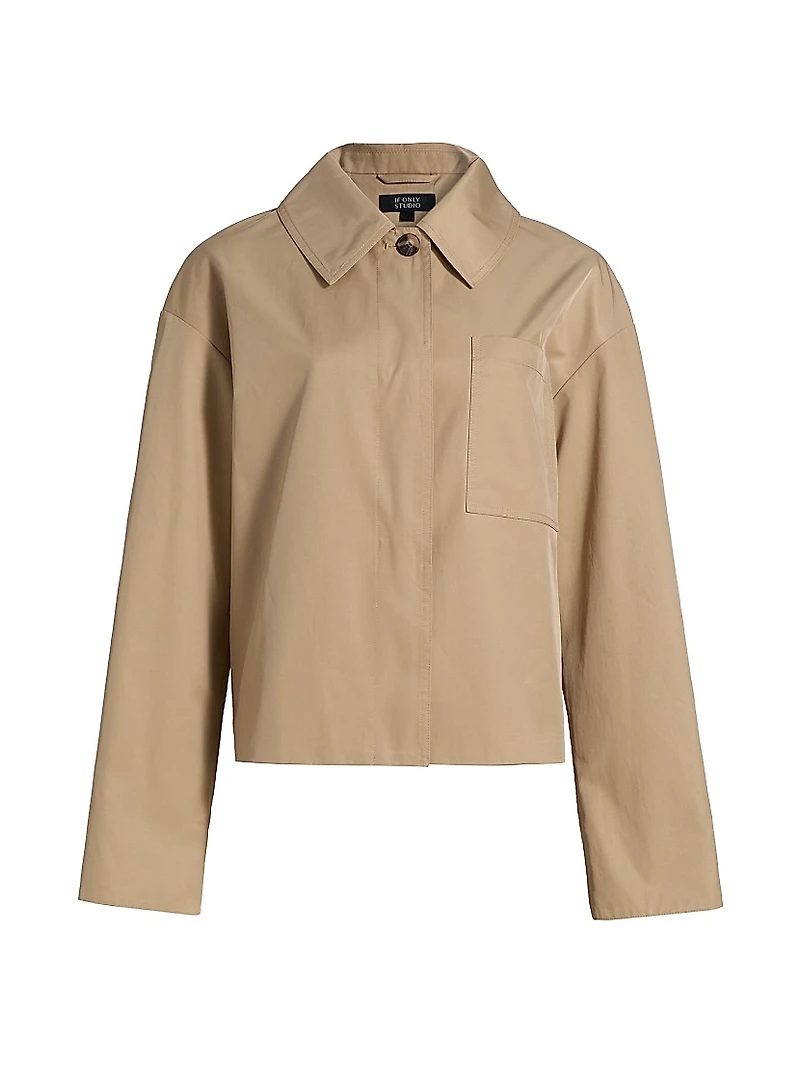 Cotton-Blend Dropped-Shoulder Rain Jacket