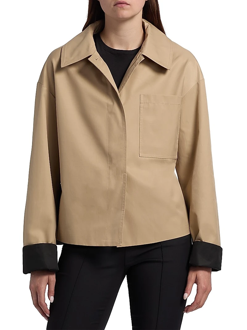 Cotton-Blend Dropped-Shoulder Rain Jacket