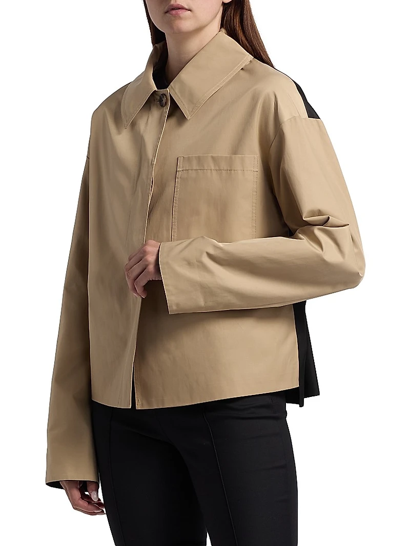 Cotton-Blend Dropped-Shoulder Rain Jacket