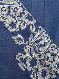 Embroidered Belted Midi-Dress