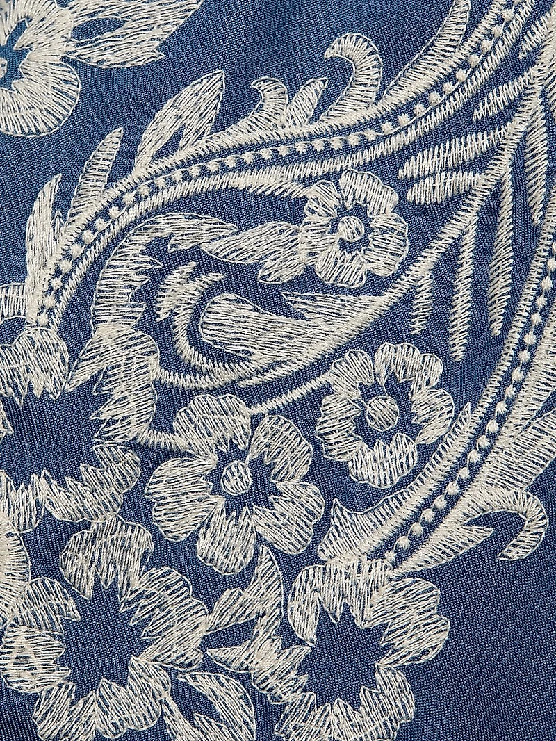 Embroidered Chambray Button-Front Shirt