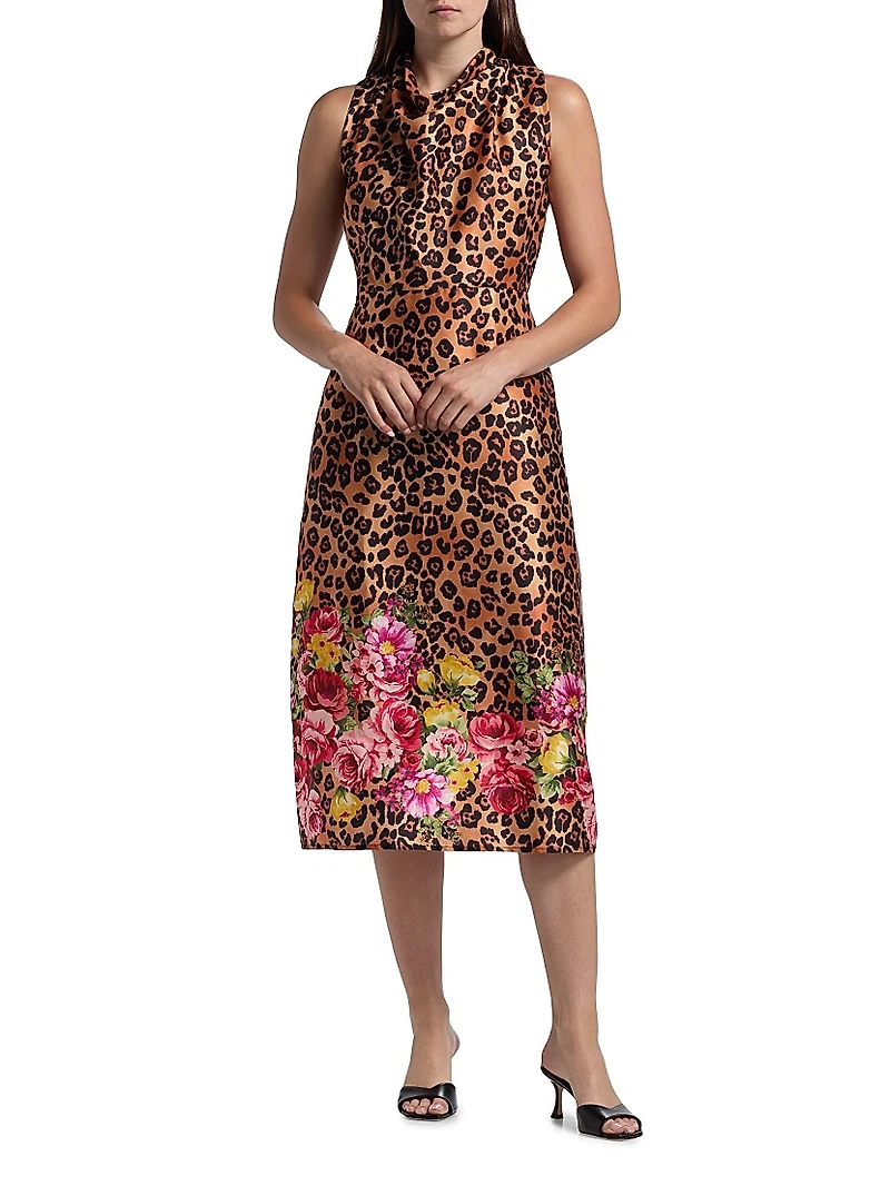 Printed Sleeveless Midi-Dress