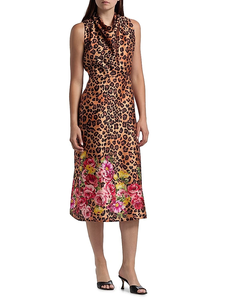 Printed Sleeveless Midi-Dress