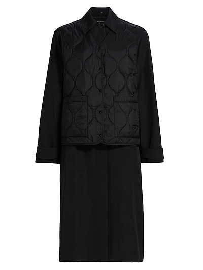 2-Piece Trench Coat & Puffer Vest Set