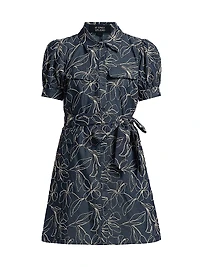Embroidered Denim Mini-Shirtdress