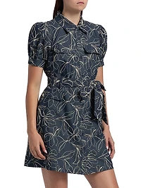 Embroidered Denim Mini-Shirtdress