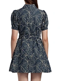 Embroidered Denim Mini-Shirtdress