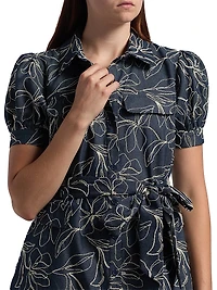 Embroidered Denim Mini-Shirtdress