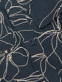 Embroidered Denim Mini-Shirtdress