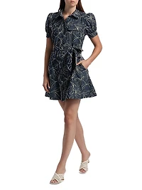 Embroidered Denim Mini-Shirtdress