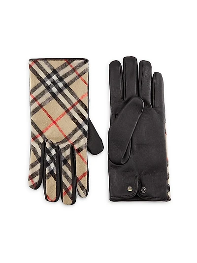 Check Wool-Cashmere Gloves