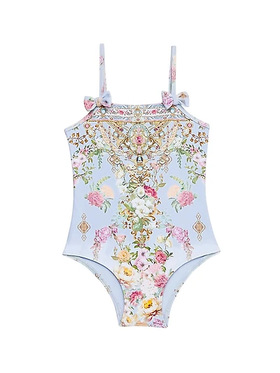 Baby Girl's & Little Bow Print One-Piece