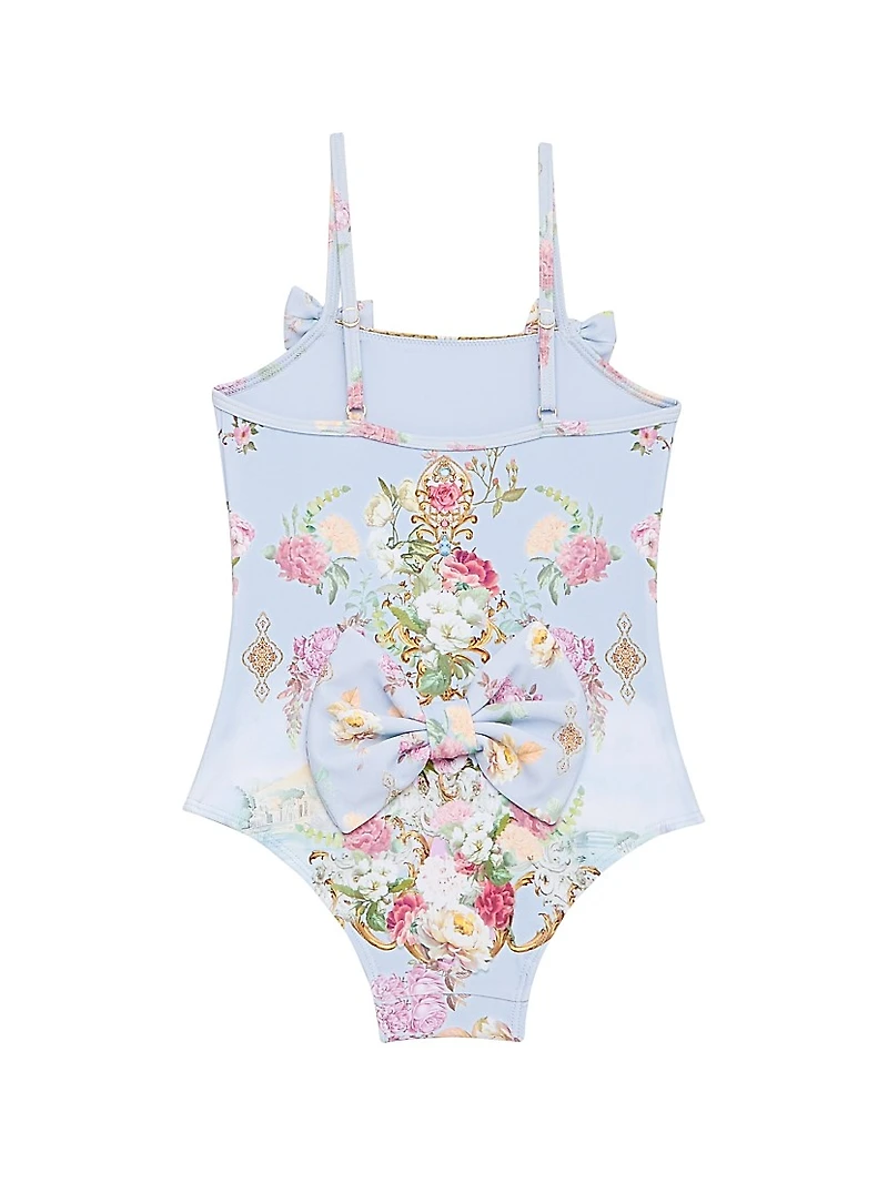 Baby Girl's & Little Bow Print One-Piece