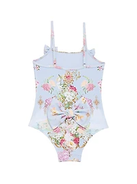 Baby Girl's & Little Bow Print One-Piece
