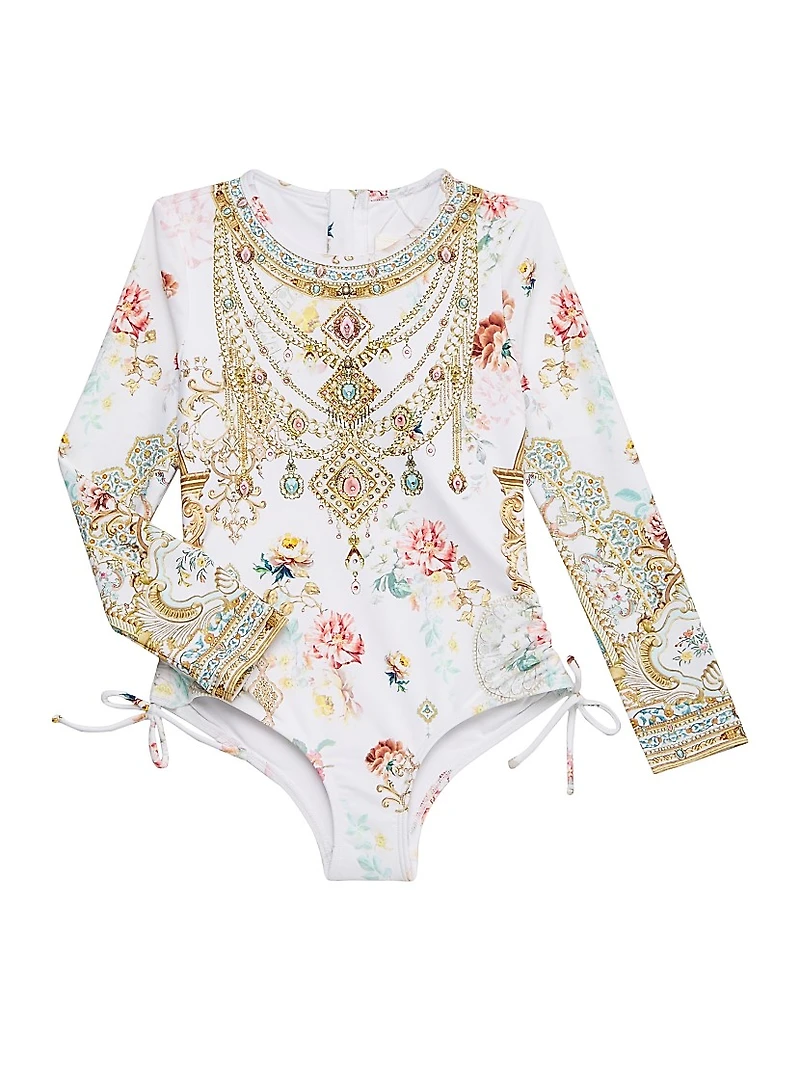 Little Girl's & Printed Long-Sleeve Swimsuit