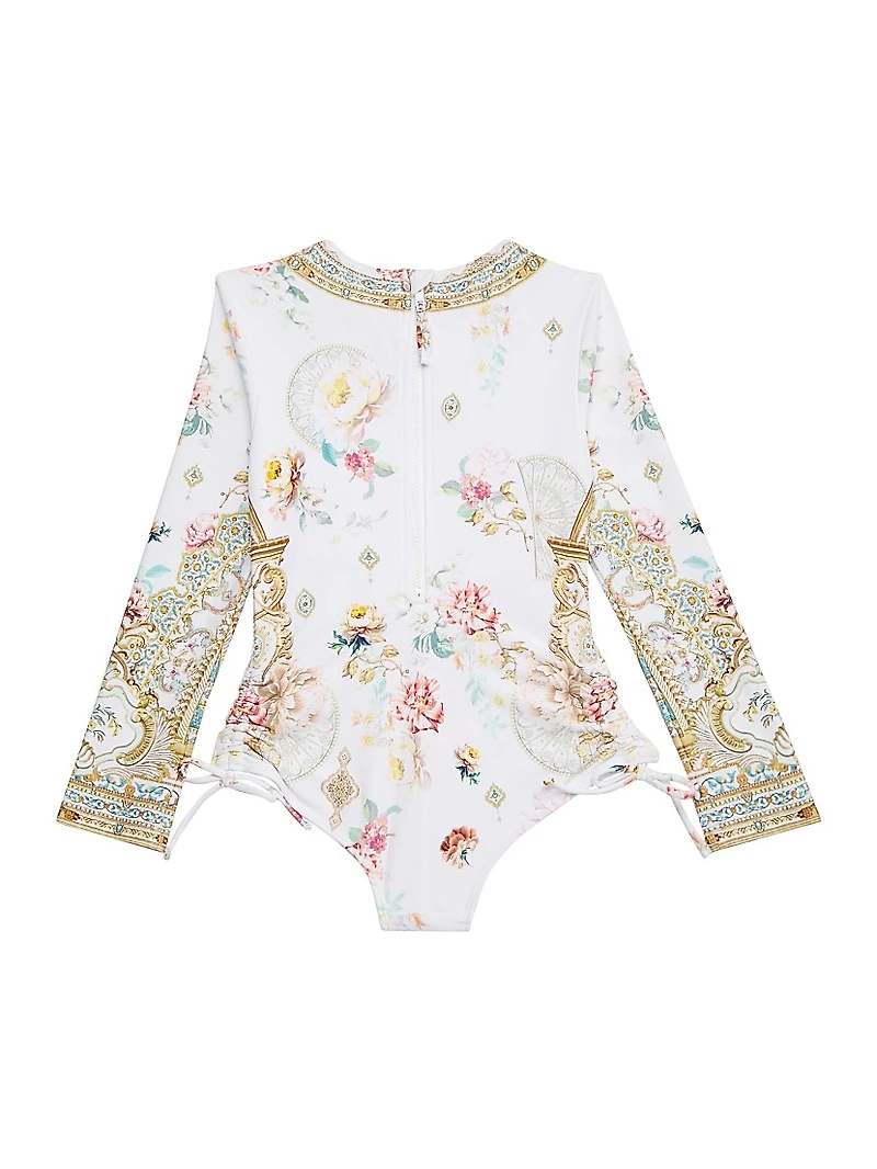 Little Girl's & Printed Long-Sleeve Swimsuit