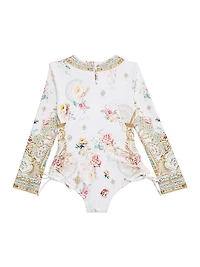 Little Girl's & Printed Long-Sleeve Swimsuit
