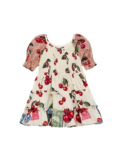 Baby Girl's & Little Cherry Tiered Puff Dress