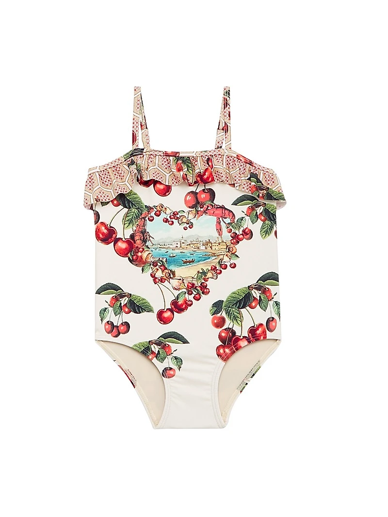 Baby Girl's & Little Cherry Print One-Piece Swimsuit
