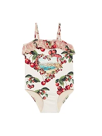 Baby Girl's & Little Cherry Print One-Piece Swimsuit
