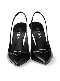 Brushed Leather 100MM Slingback Pumps