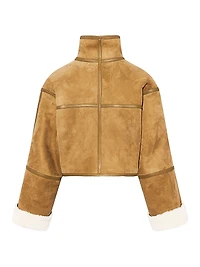 Veste Shearling Zip-Front Crop Jacket