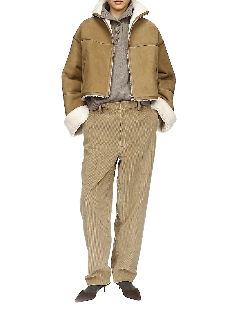 Veste Shearling Zip-Front Crop Jacket
