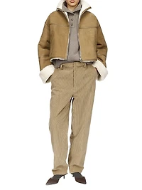 Veste Shearling Zip-Front Crop Jacket