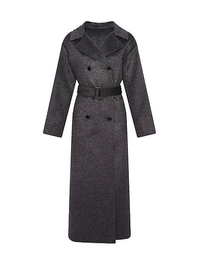 Belted Wool-Cashmere Trench Coat