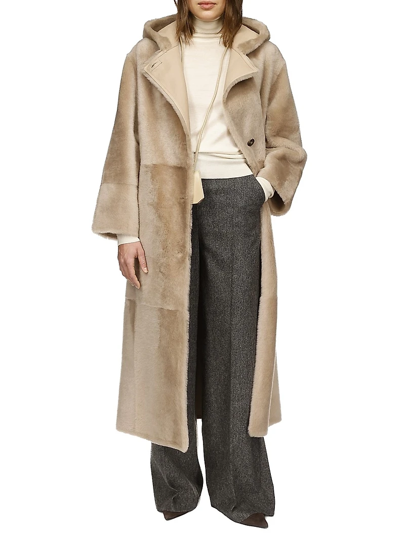 Manteau Shearling Hooded Coat