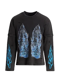 Flame Glass Layered Long-Sleeve Jersey T-Shirt