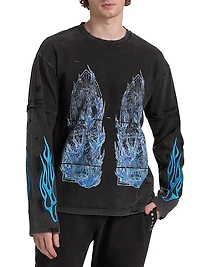 Flame Glass Layered Long-Sleeve Jersey T-Shirt