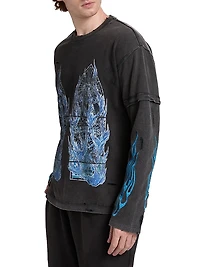 Flame Glass Layered Long-Sleeve Jersey T-Shirt