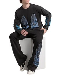 Flame Glass Layered Long-Sleeve Jersey T-Shirt