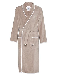 Cotton Terrycloth Bathrobe with Linen Trims