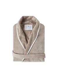 Cotton Terrycloth Bathrobe with Linen Trims