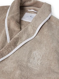 Cotton Terrycloth Bathrobe with Linen Trims