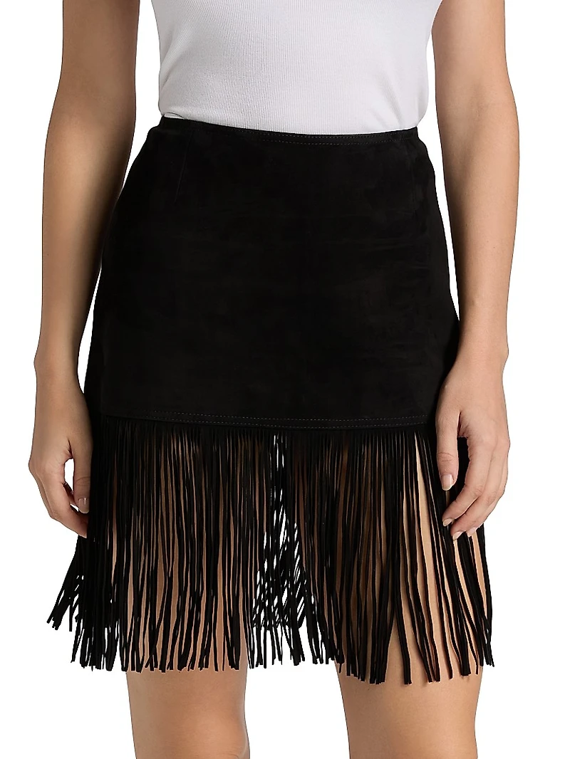 Saddle Leather Fringe Miniskirt