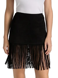 Saddle Leather Fringe Miniskirt