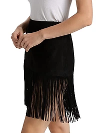 Saddle Leather Fringe Miniskirt