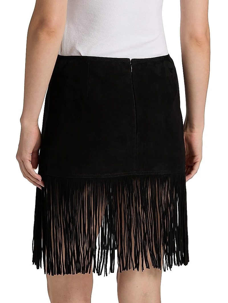 Saddle Leather Fringe Miniskirt