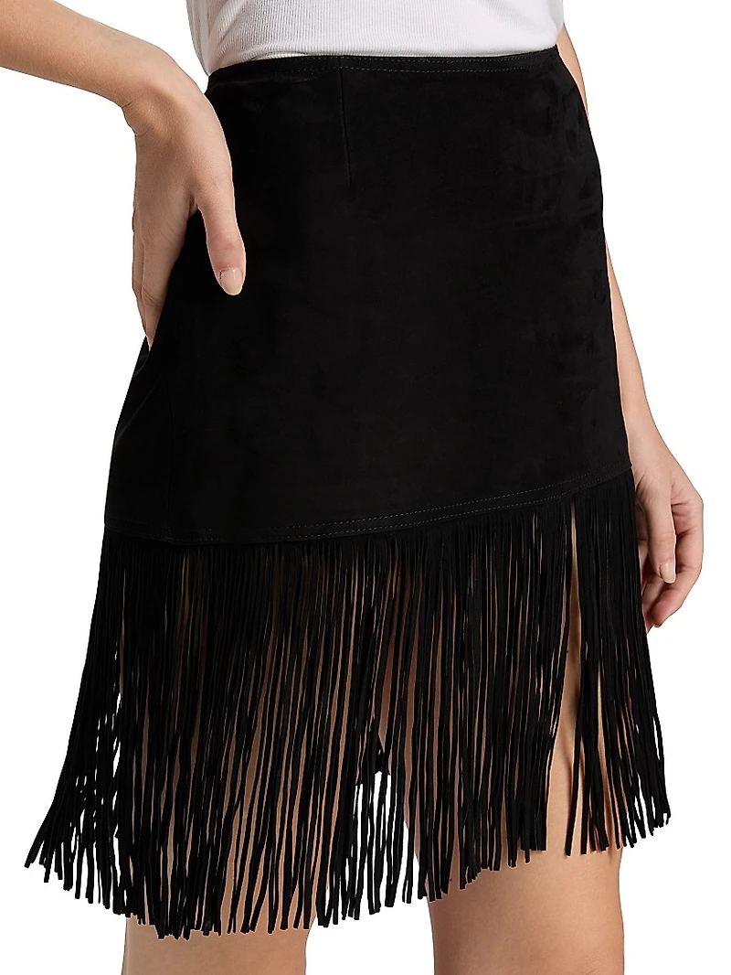Saddle Leather Fringe Miniskirt