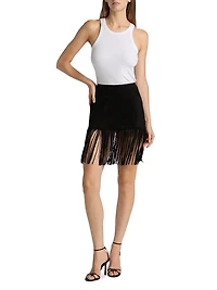 Saddle Leather Fringe Miniskirt