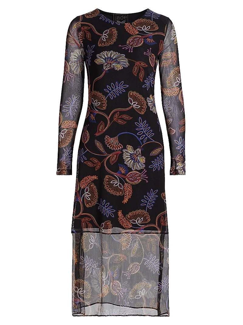 Tulus Floral Mesh Midi-Dress