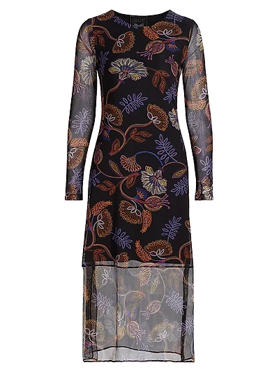 Tulus Floral Mesh Midi-Dress