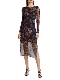Tulus Floral Mesh Midi-Dress
